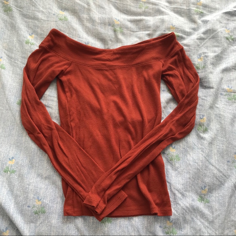 Burnt Orange Off the Shoulder Top